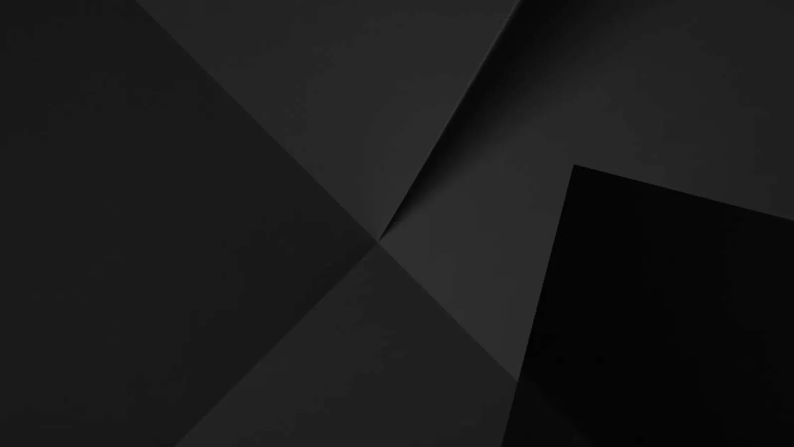 Abstract black geometric shapes layered for a modern minimalist background with shadows and angles.