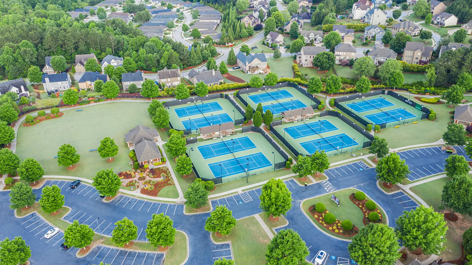 aerial view of a swimming pool