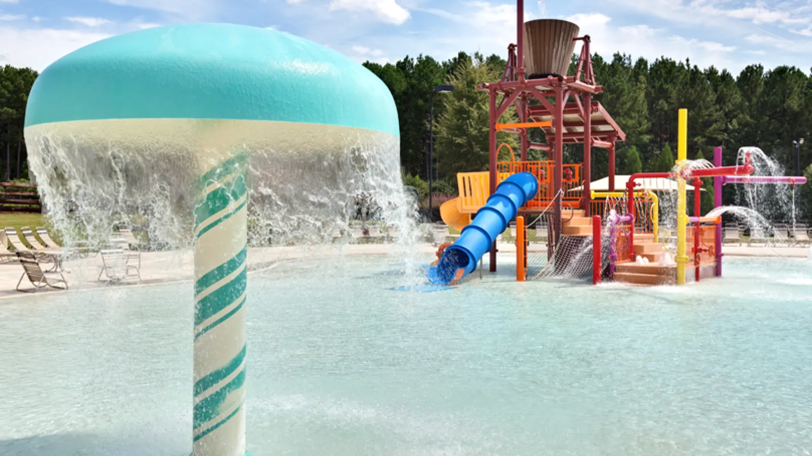 a water slide in a water park