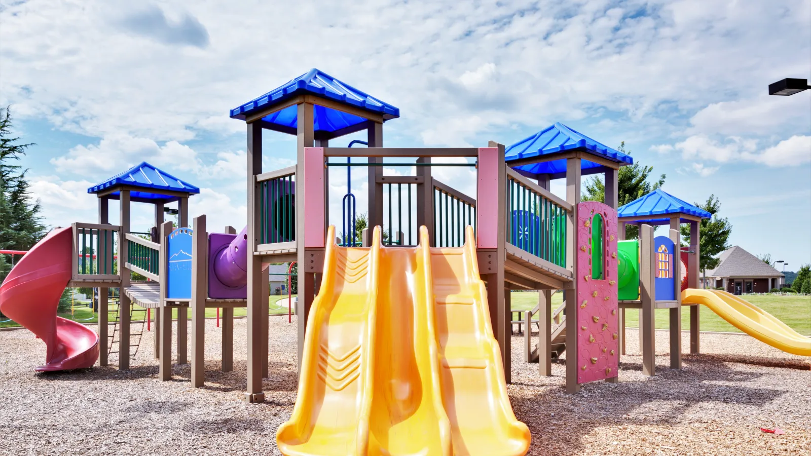 a playground with a slide