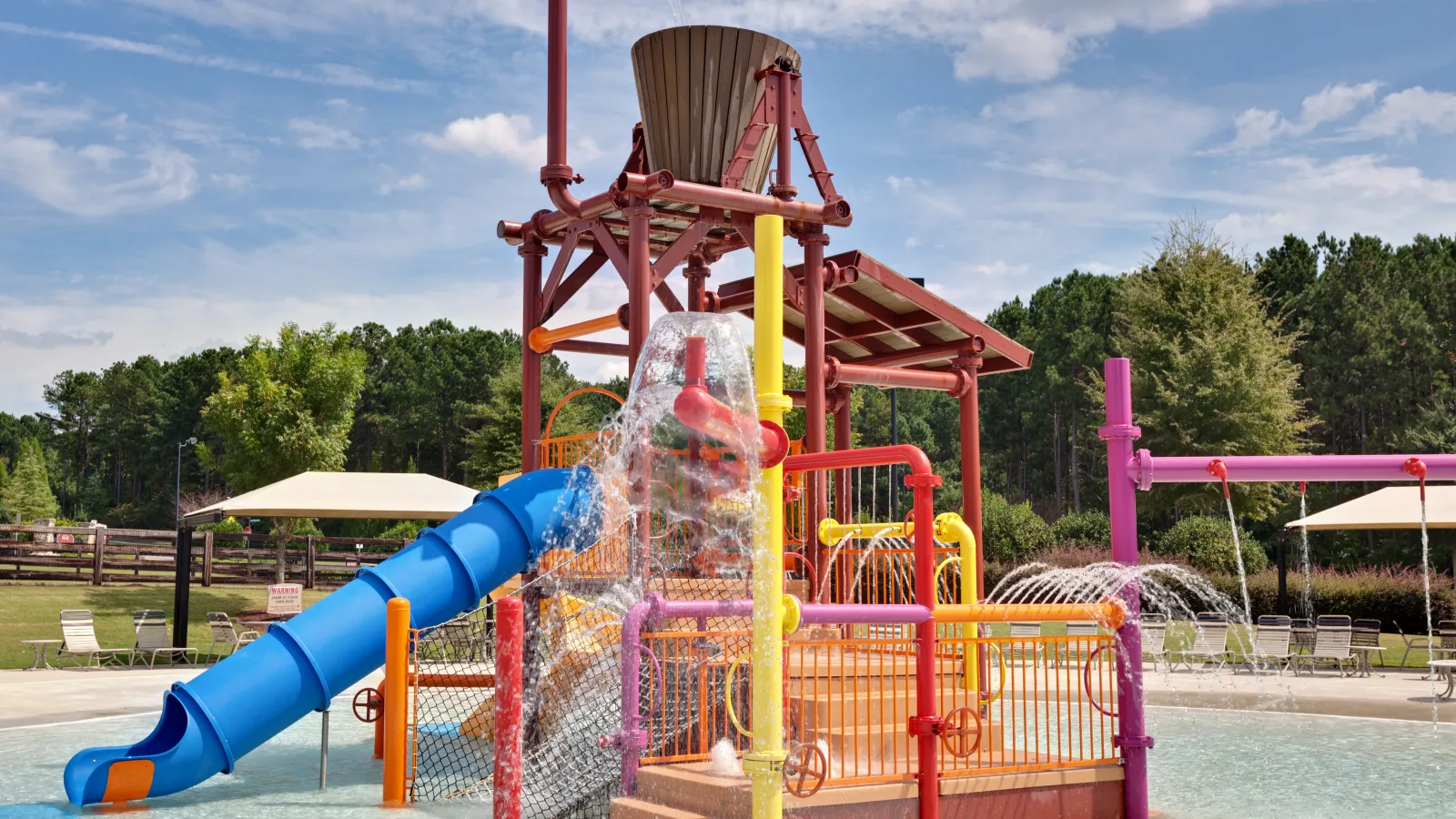 a water park with a slide