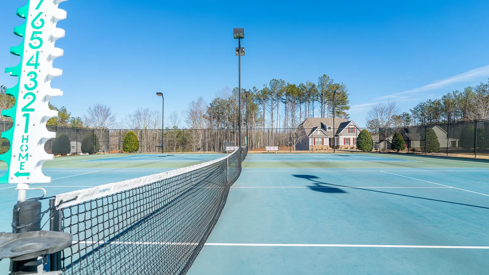 a tennis court with a net