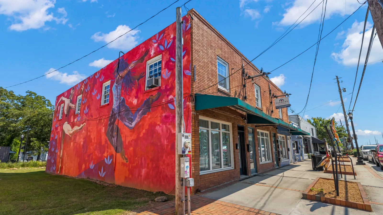 a building with a red roof