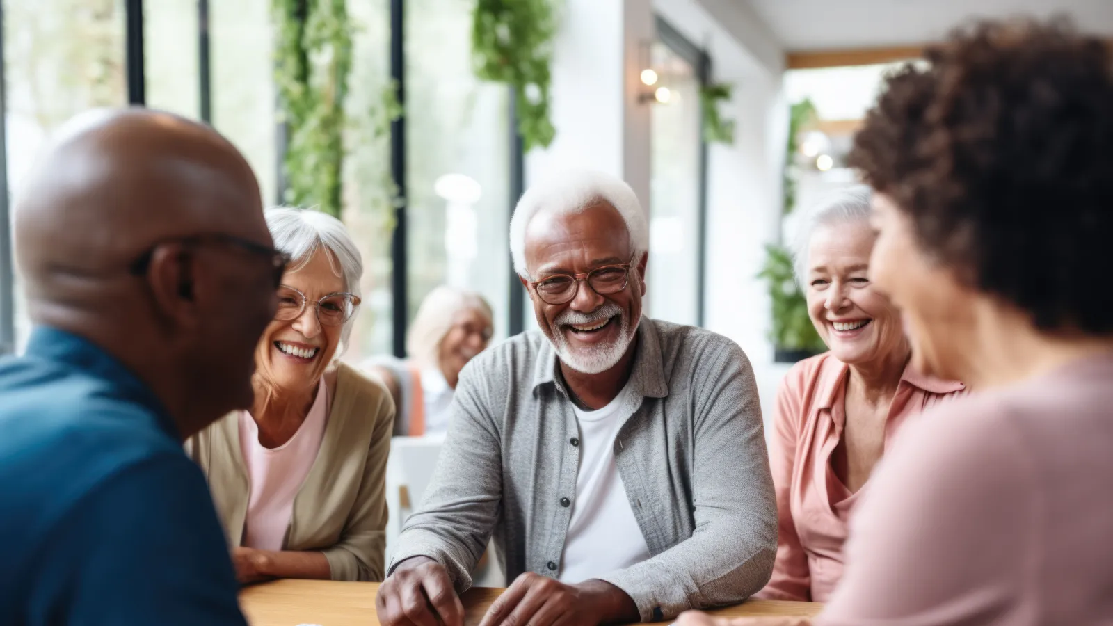 a group of people sitting around a table