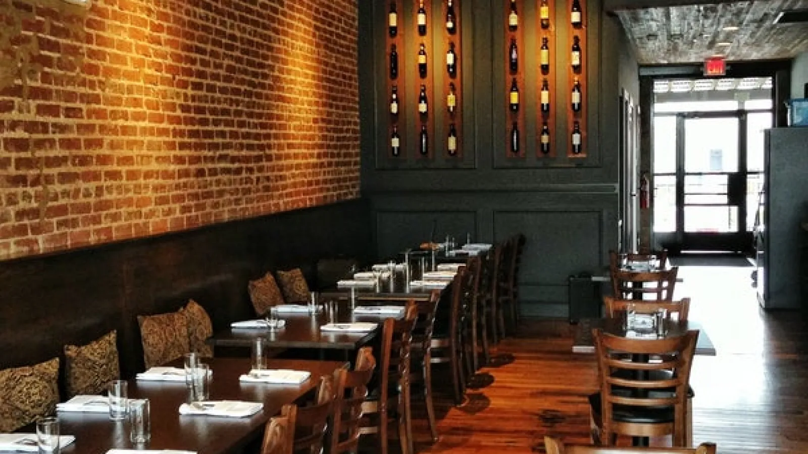 a room with tables and chairs