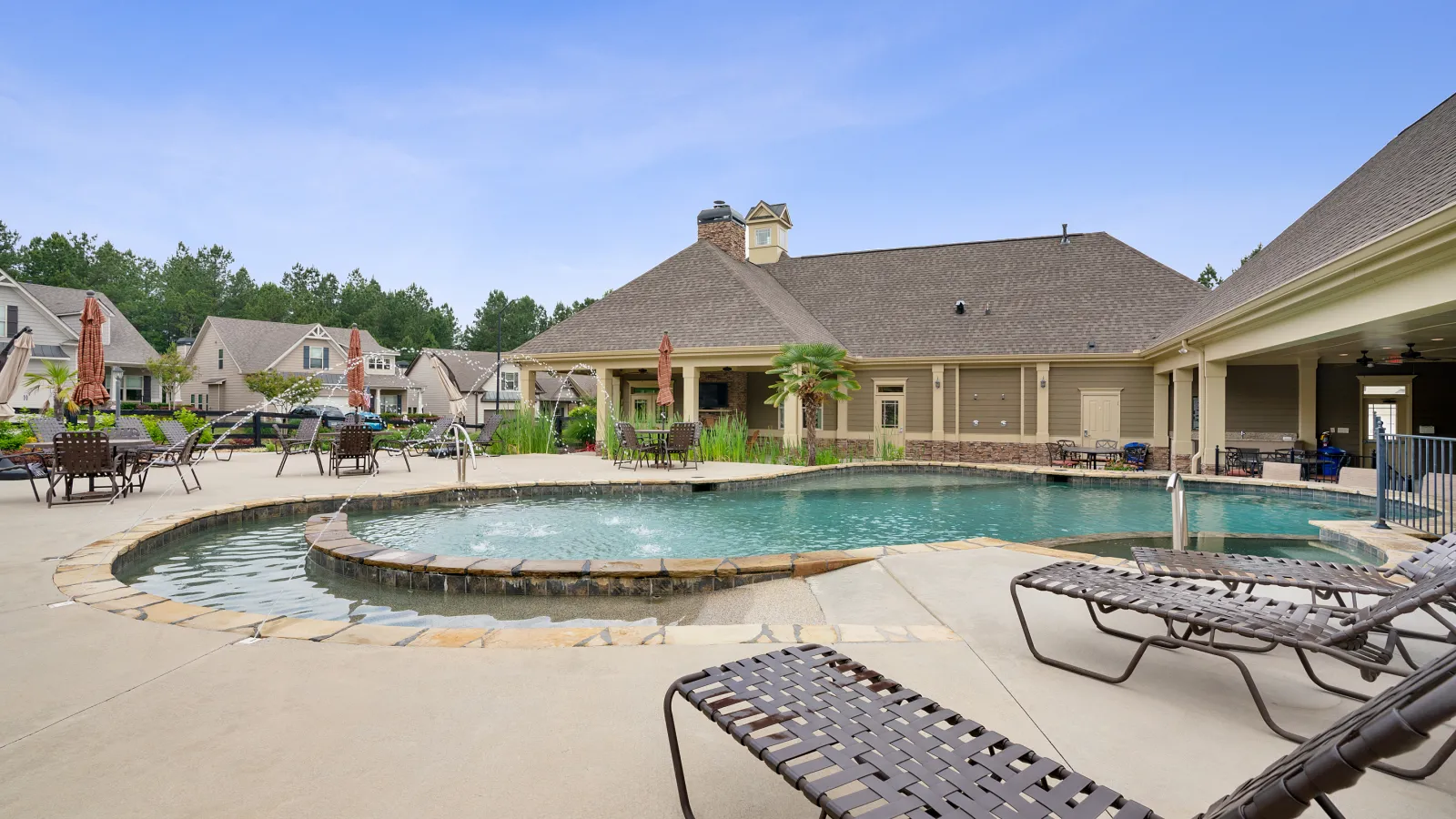 a pool in a backyard