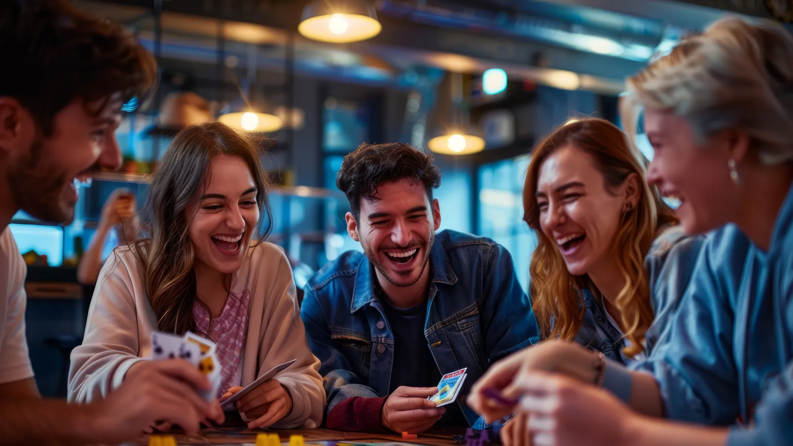 a group of people playing a board game