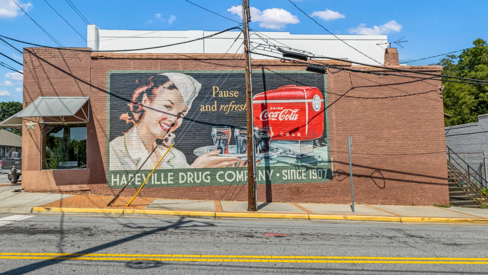 a building with a sign on it