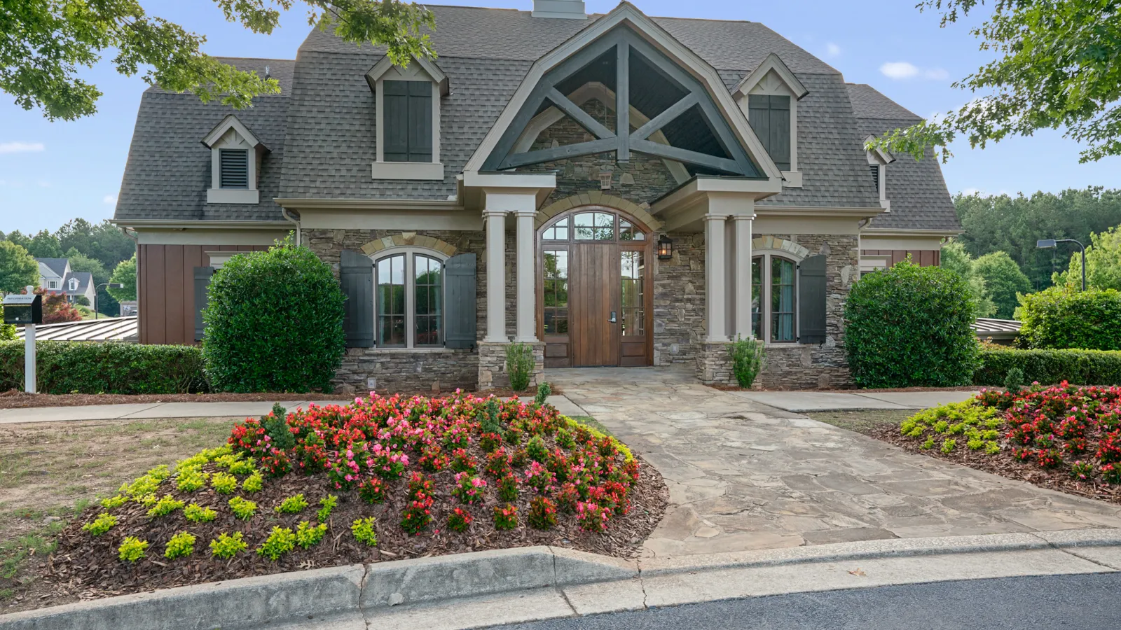 a house with a large front yard