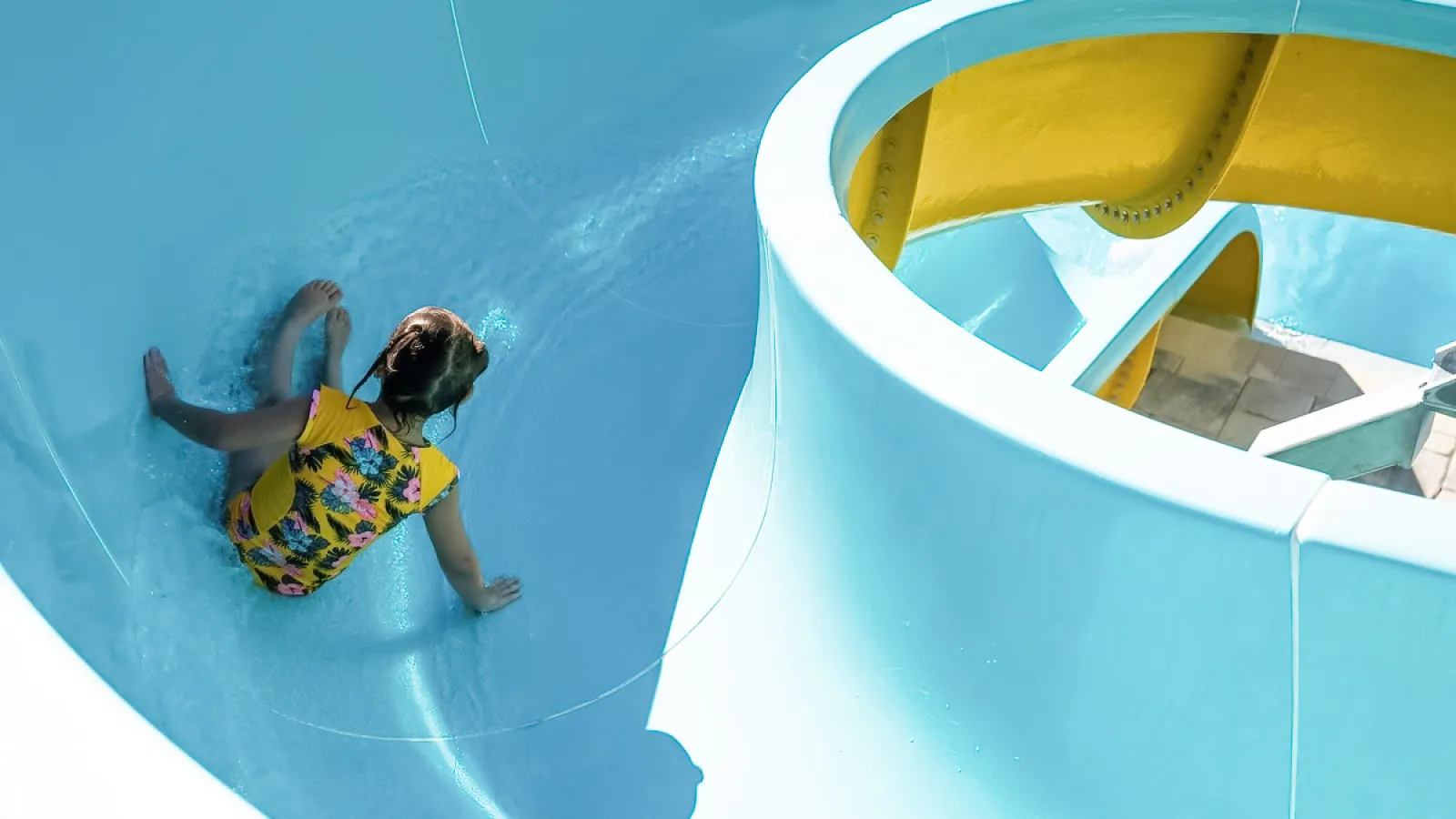 a person in a water slide