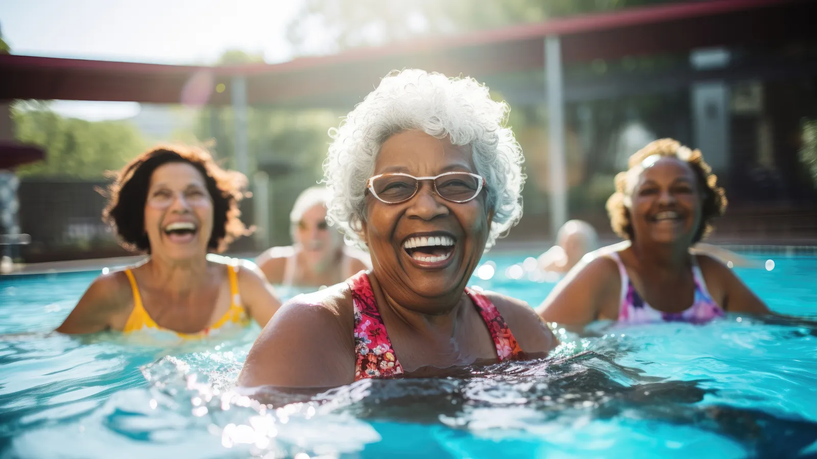 a group of women in a pool