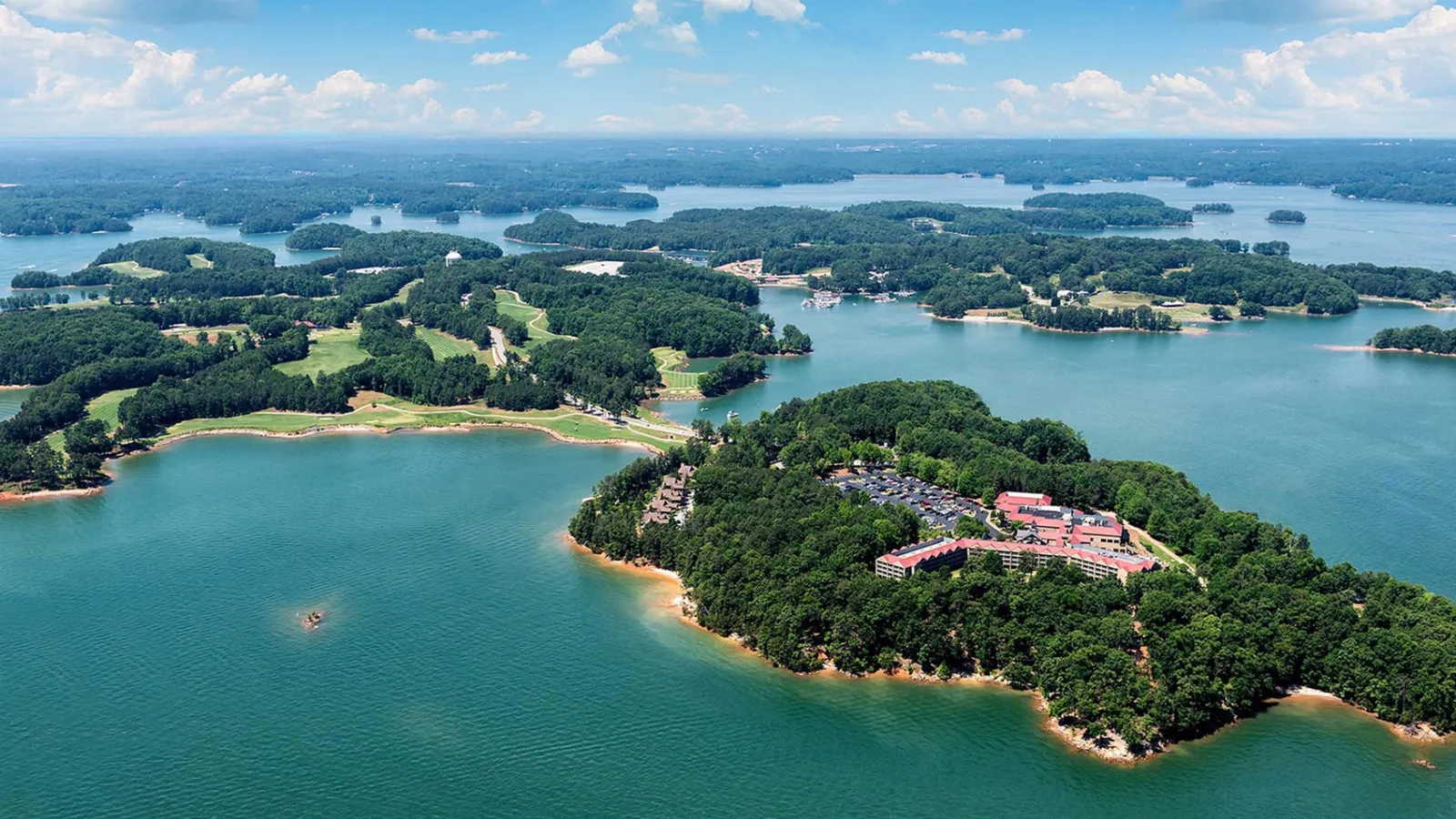 an aerial view of an island