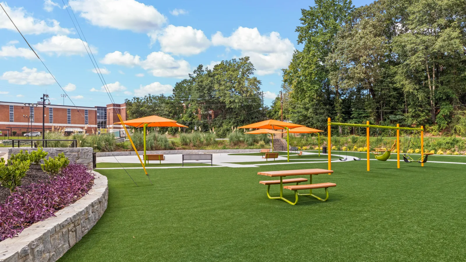 a park with benches