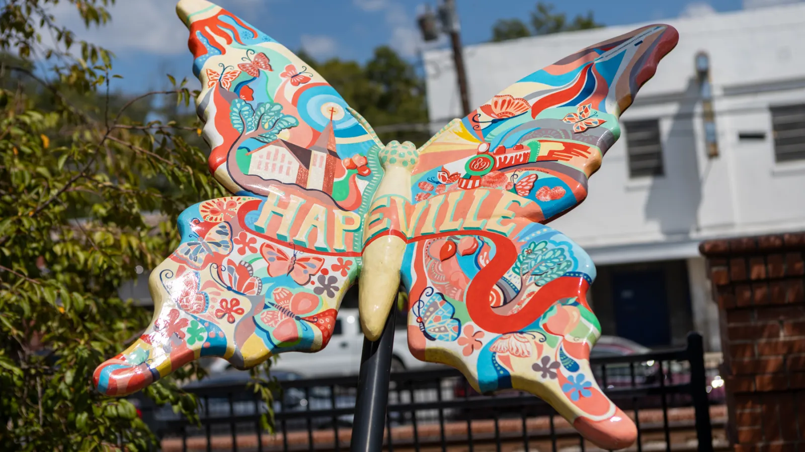 a colorful sculpture of a horse