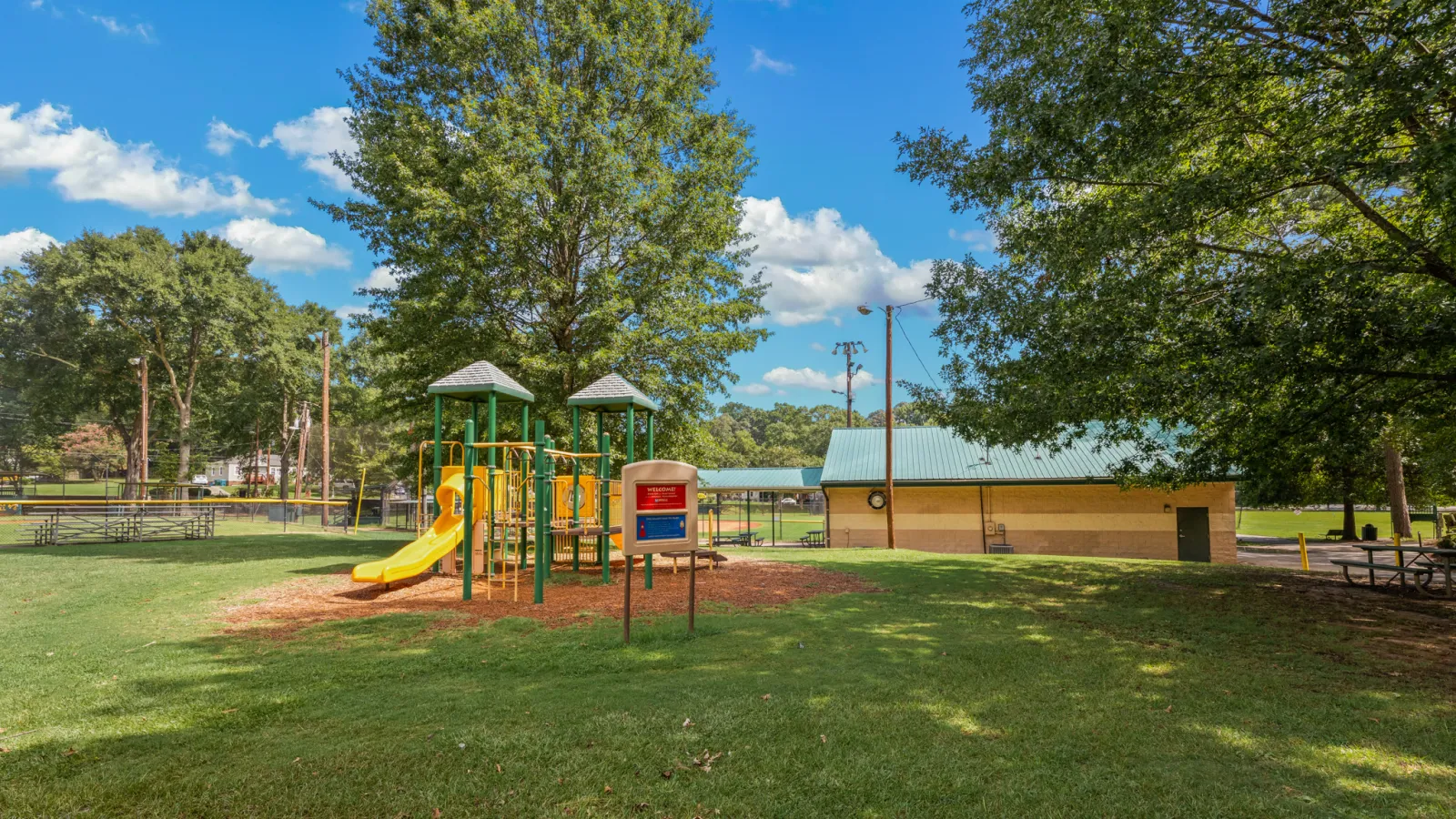 a playground with a slide