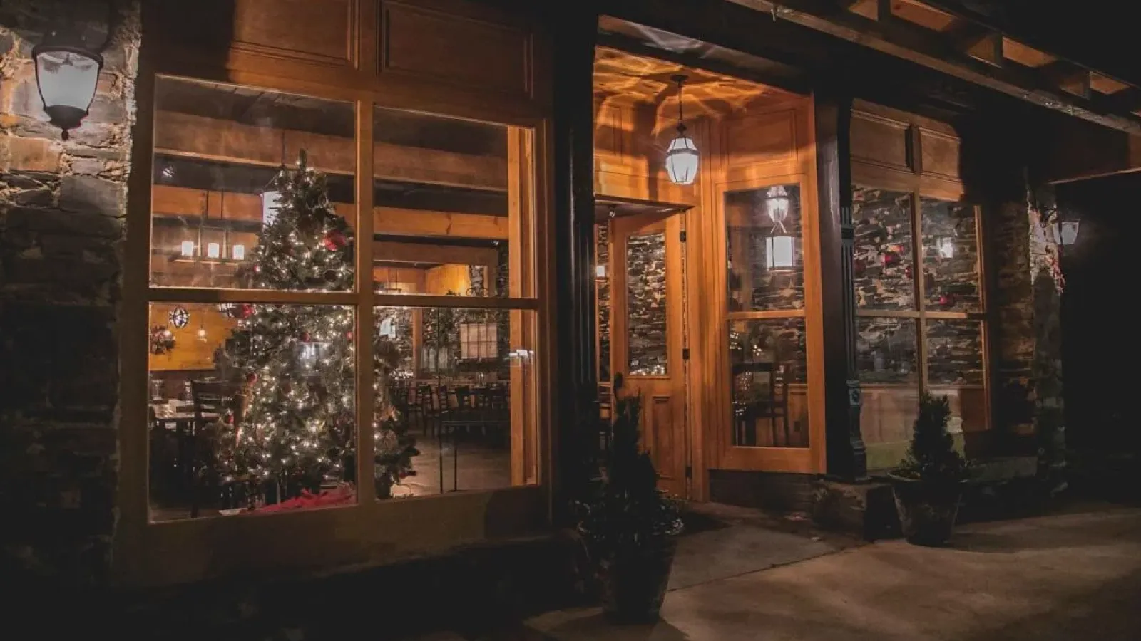 a house with a christmas tree
