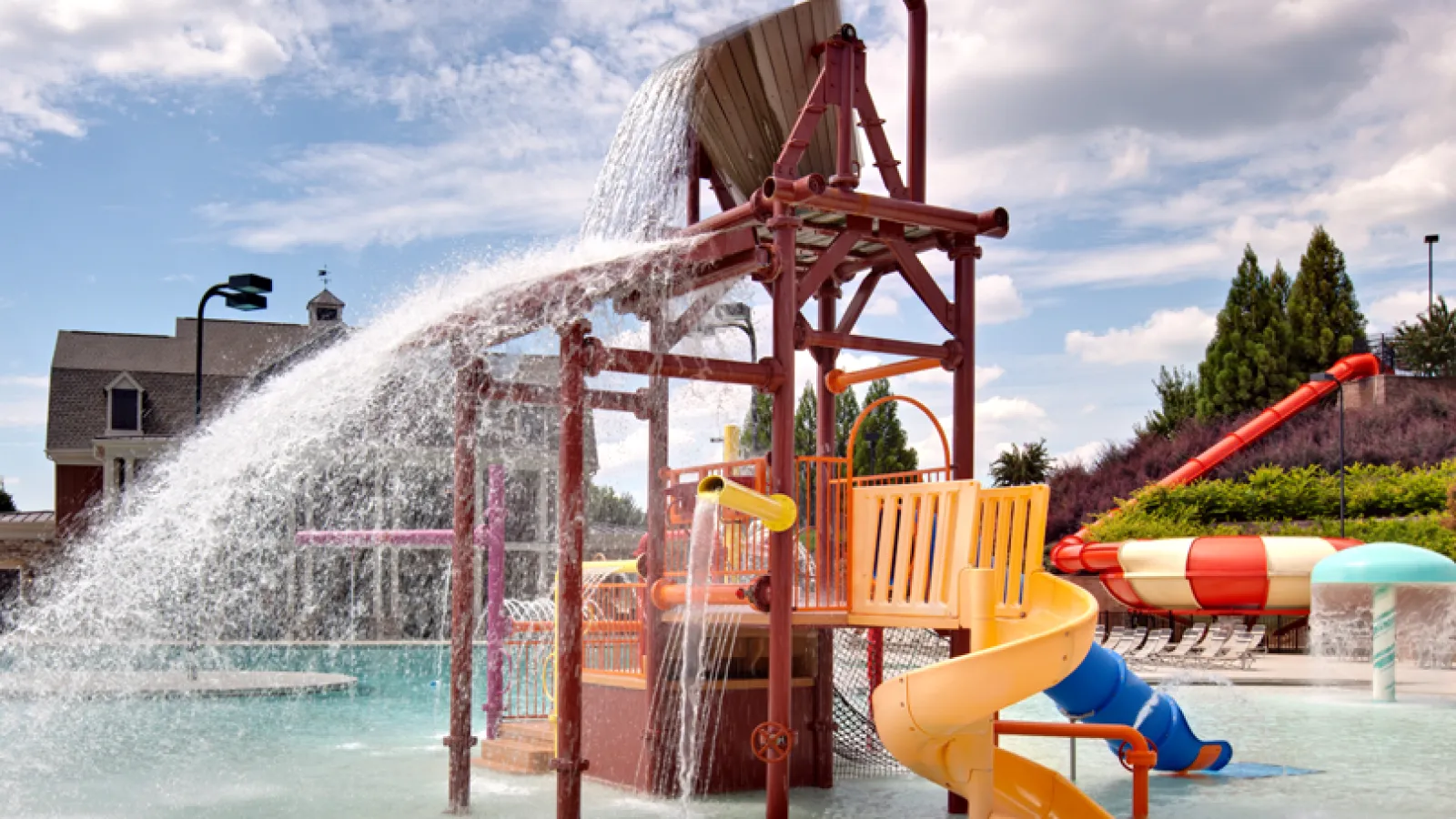 a water park with a slide