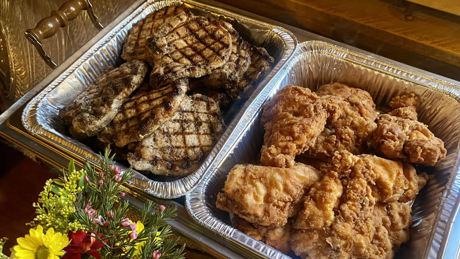 a couple trays of food