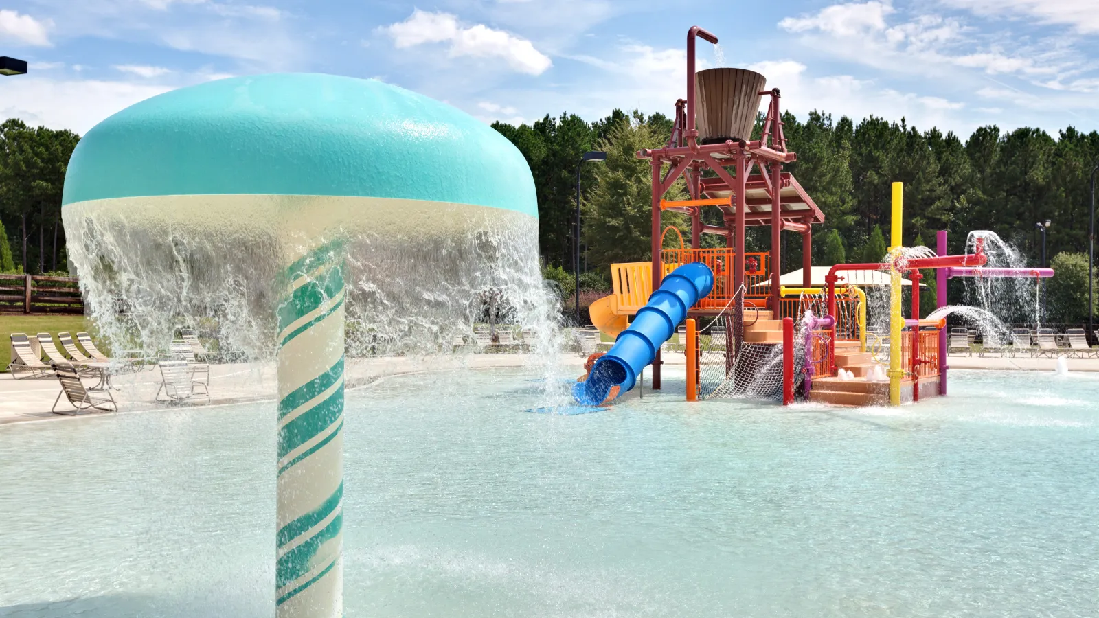 a water slide in a water park