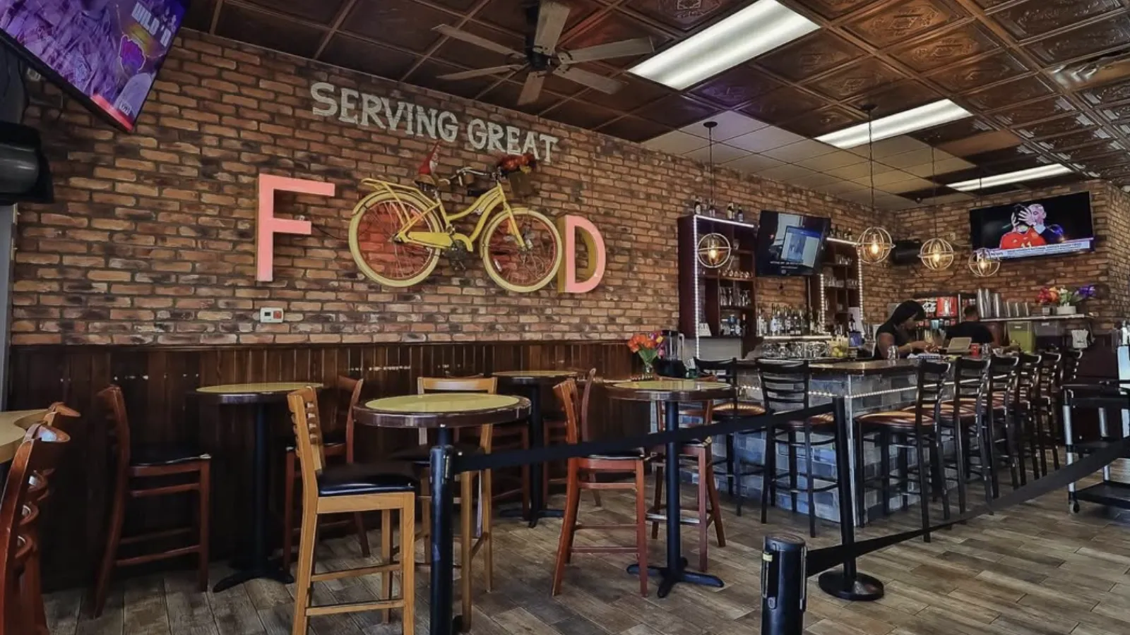 a restaurant with tables and chairs