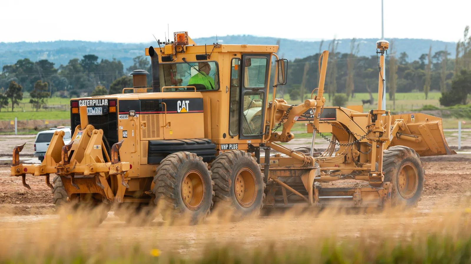 a tractor in a field
