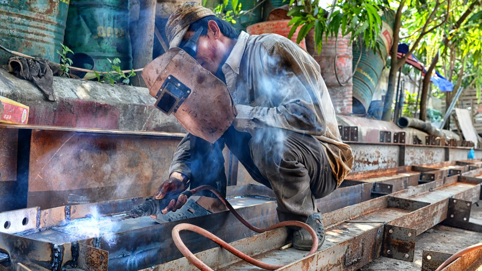 a man working on a machine