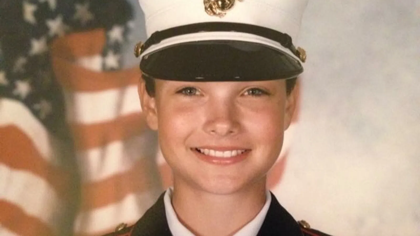 Marine veteran Ashley Chambless, manager of hospice care center in Winter Haven, wearing uniform