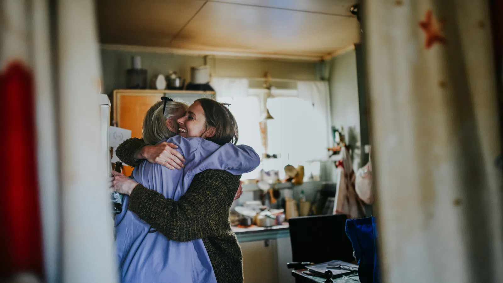 Caregiver visiting family member with dementia
