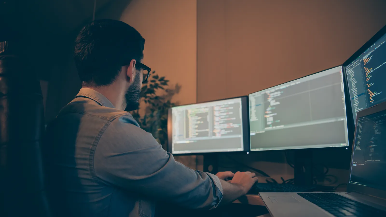 a man using a laptop