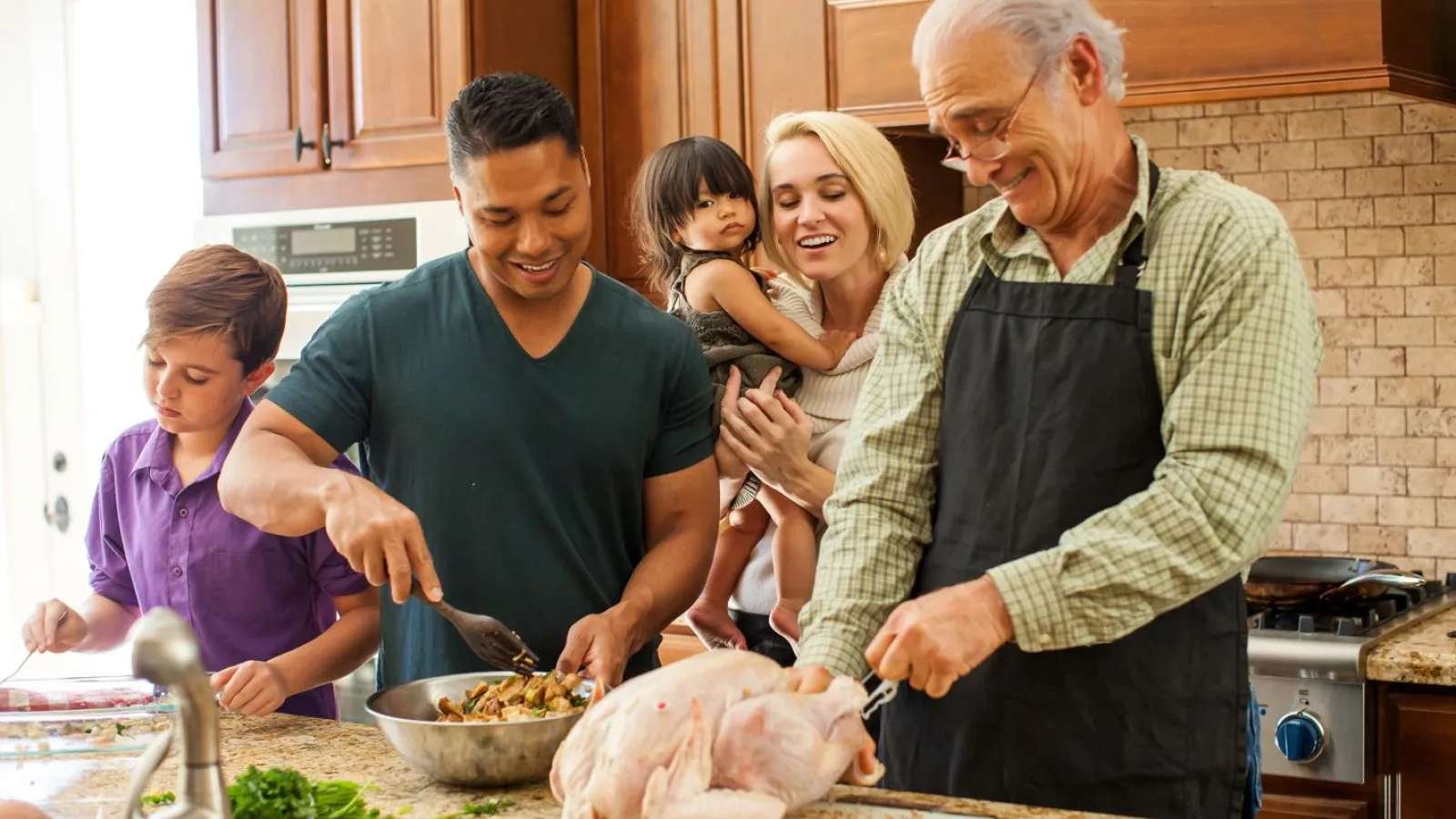Family gathering for holidays using plumbing services