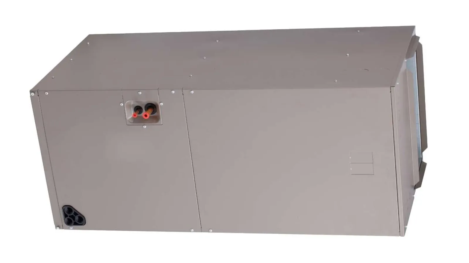 HVAC air handler unit with control ports on side set against white background.
