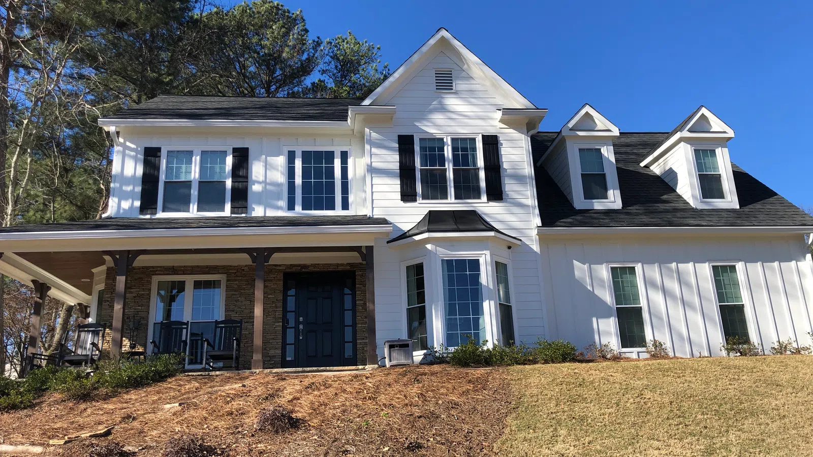 a house with a large front yard
