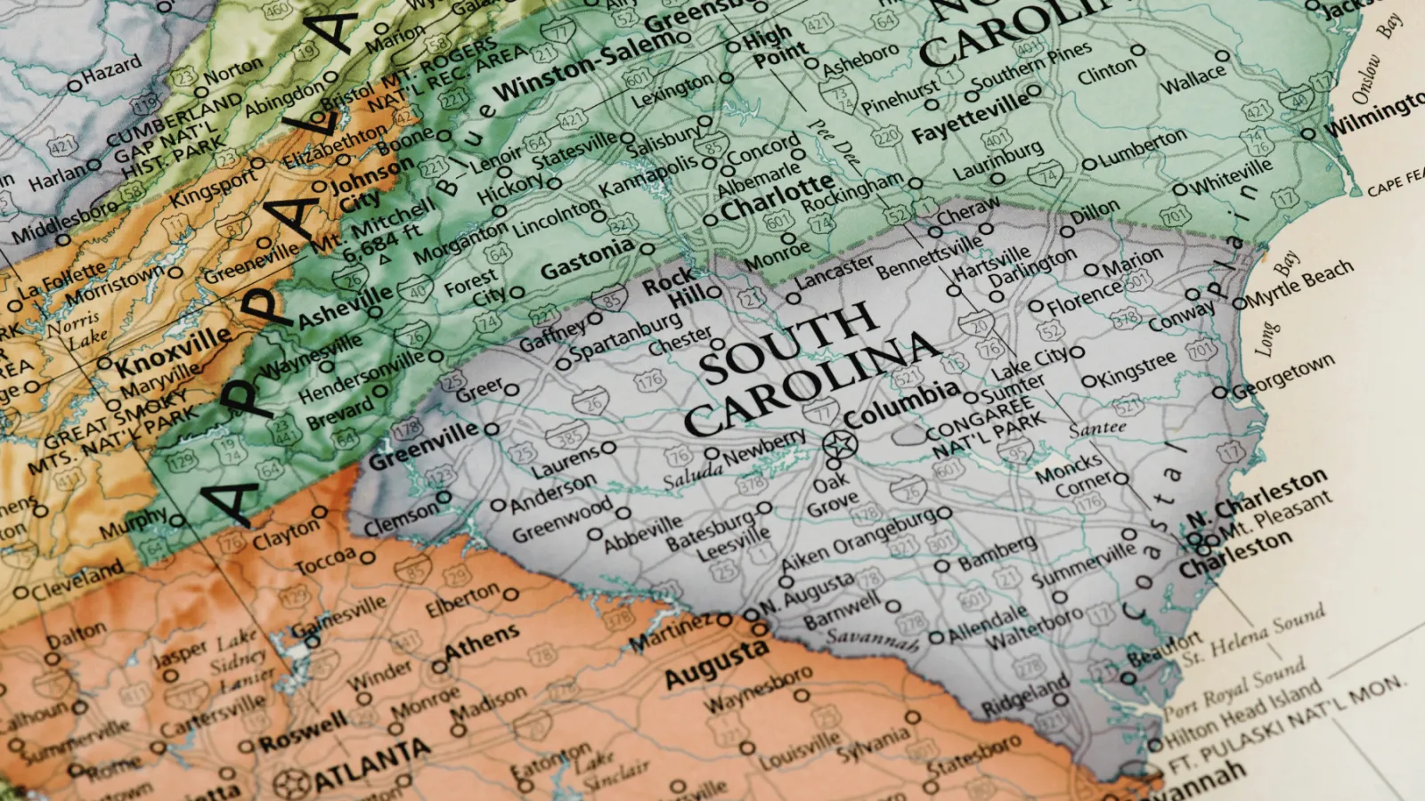 map of South & North Carolina, Palmetto service areas
