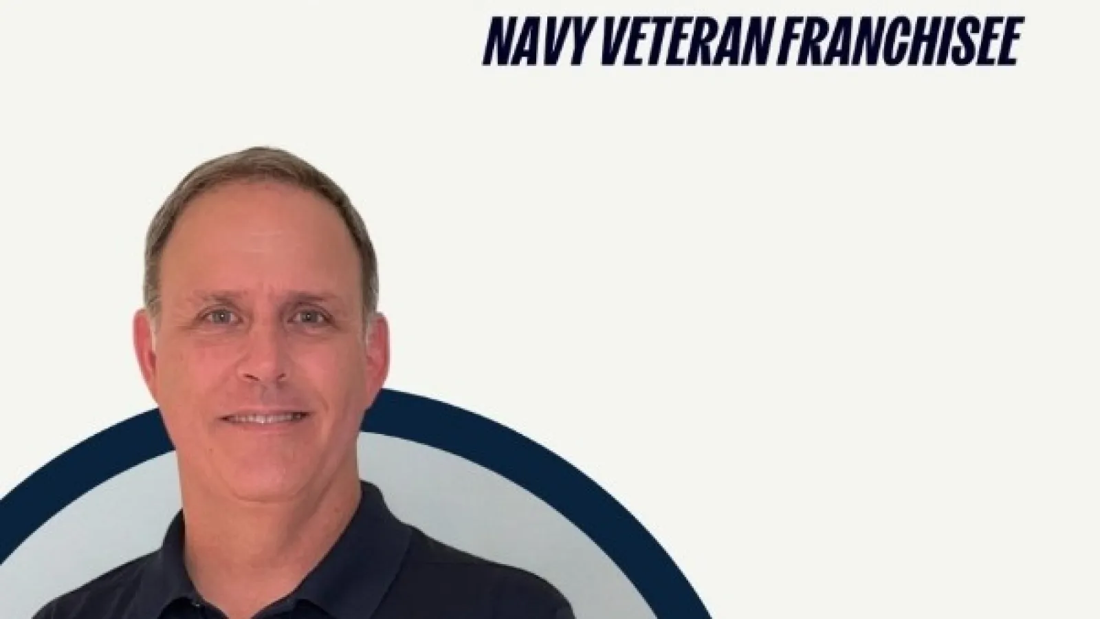 Mark Hoff Navy veteran franchisee wearing a Sir Grout polo shirt with spotlight text above.