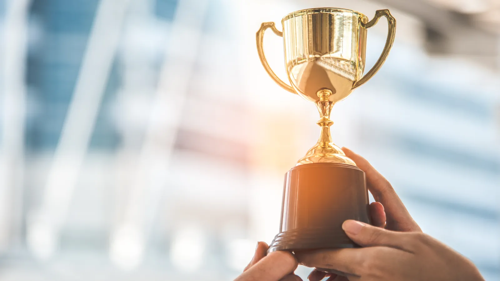 a person holding a trophy