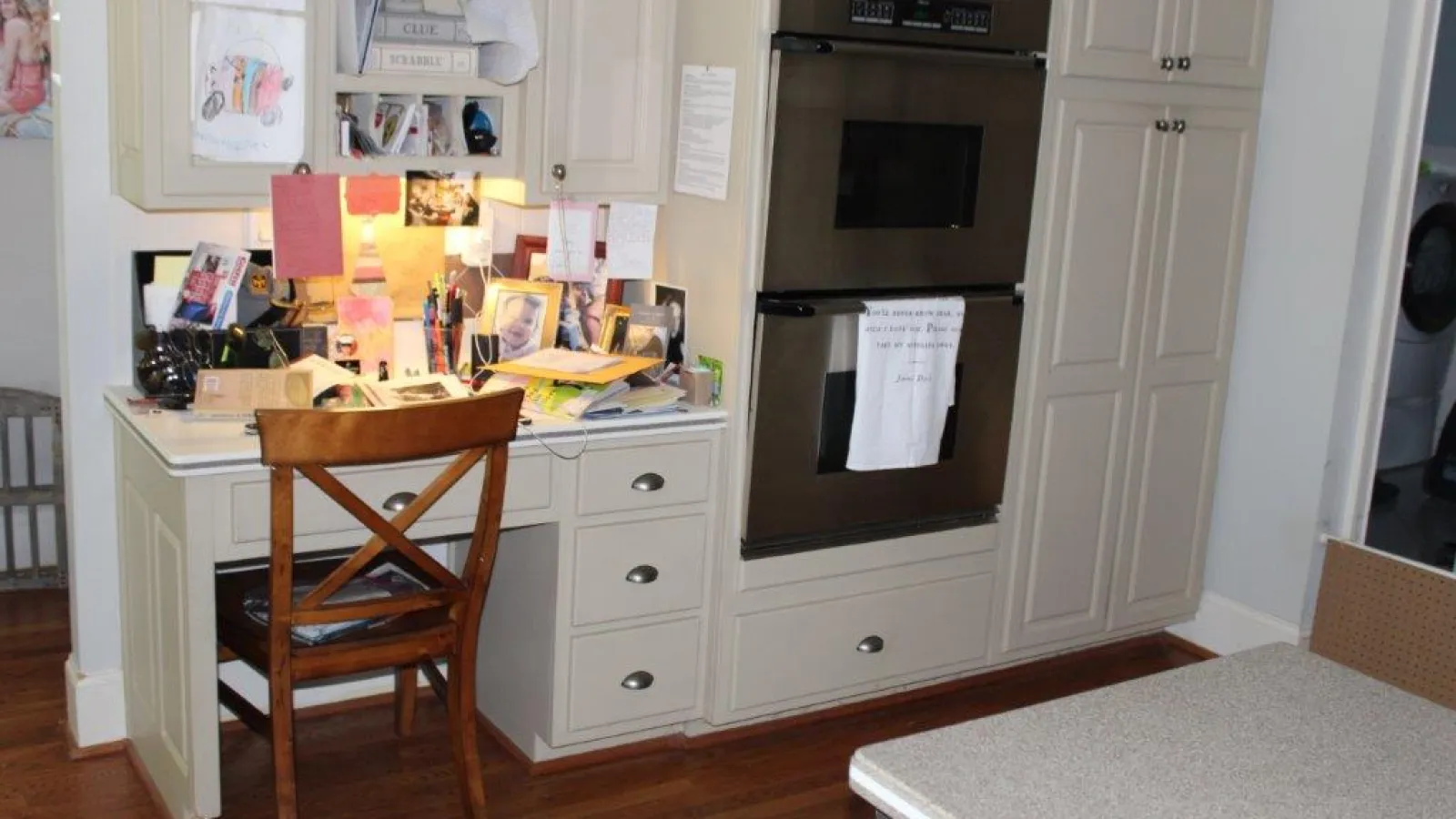 Wall oven desk area