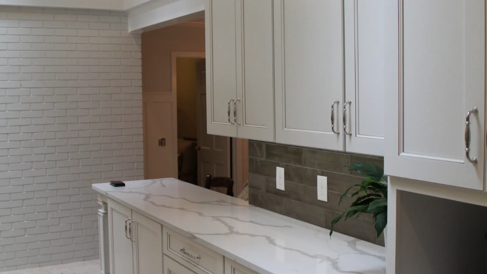 Serving area with quartz counters