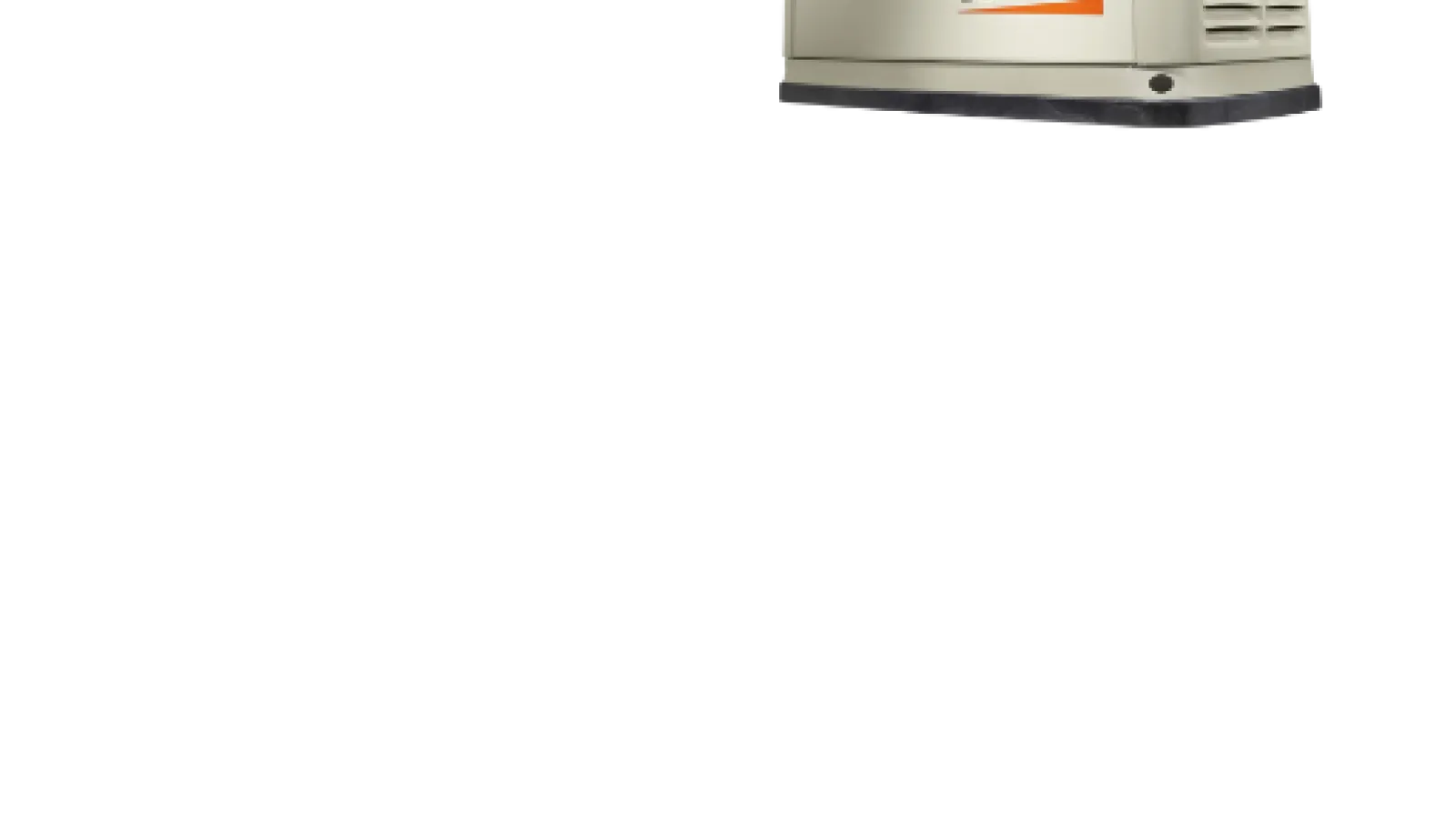 Generac home standby generator in beige color with brand logo and ventilation panels