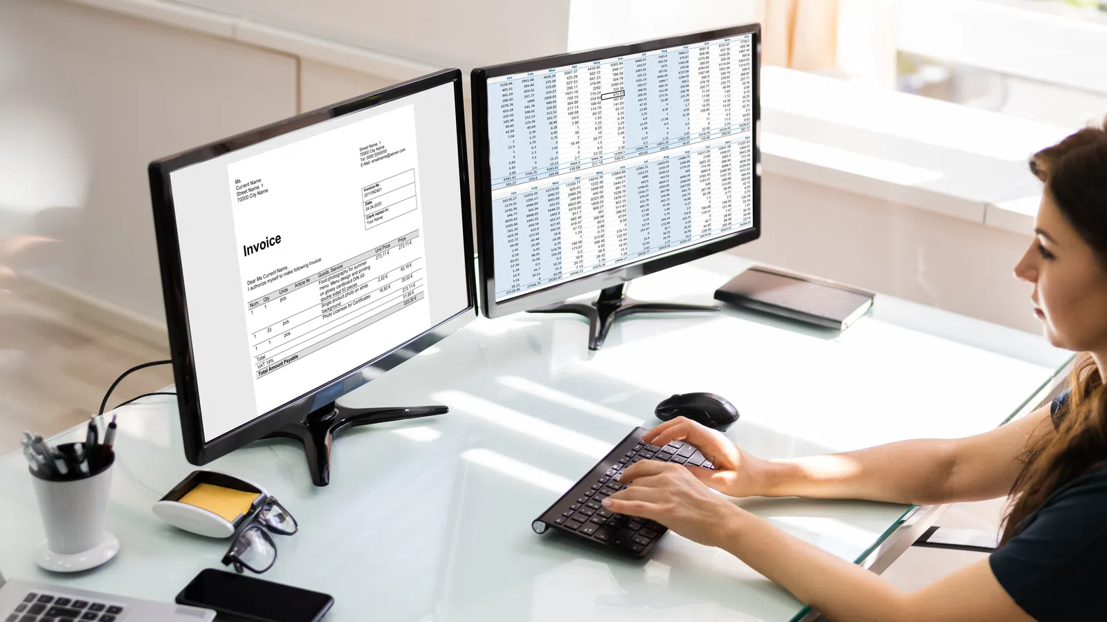 Woman working at a desk