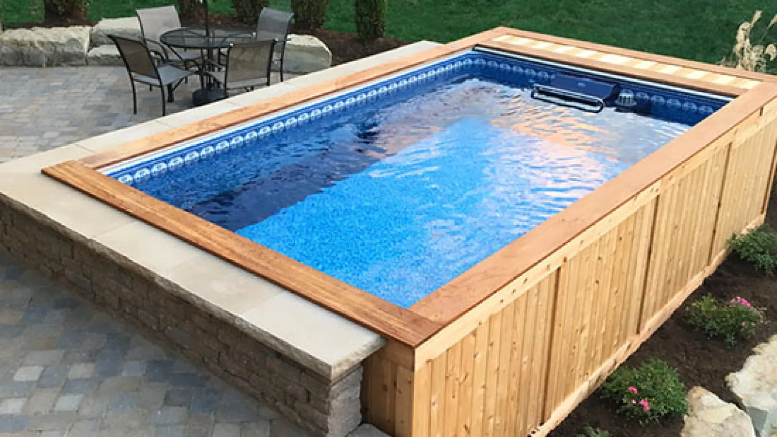 a pool with a deck
