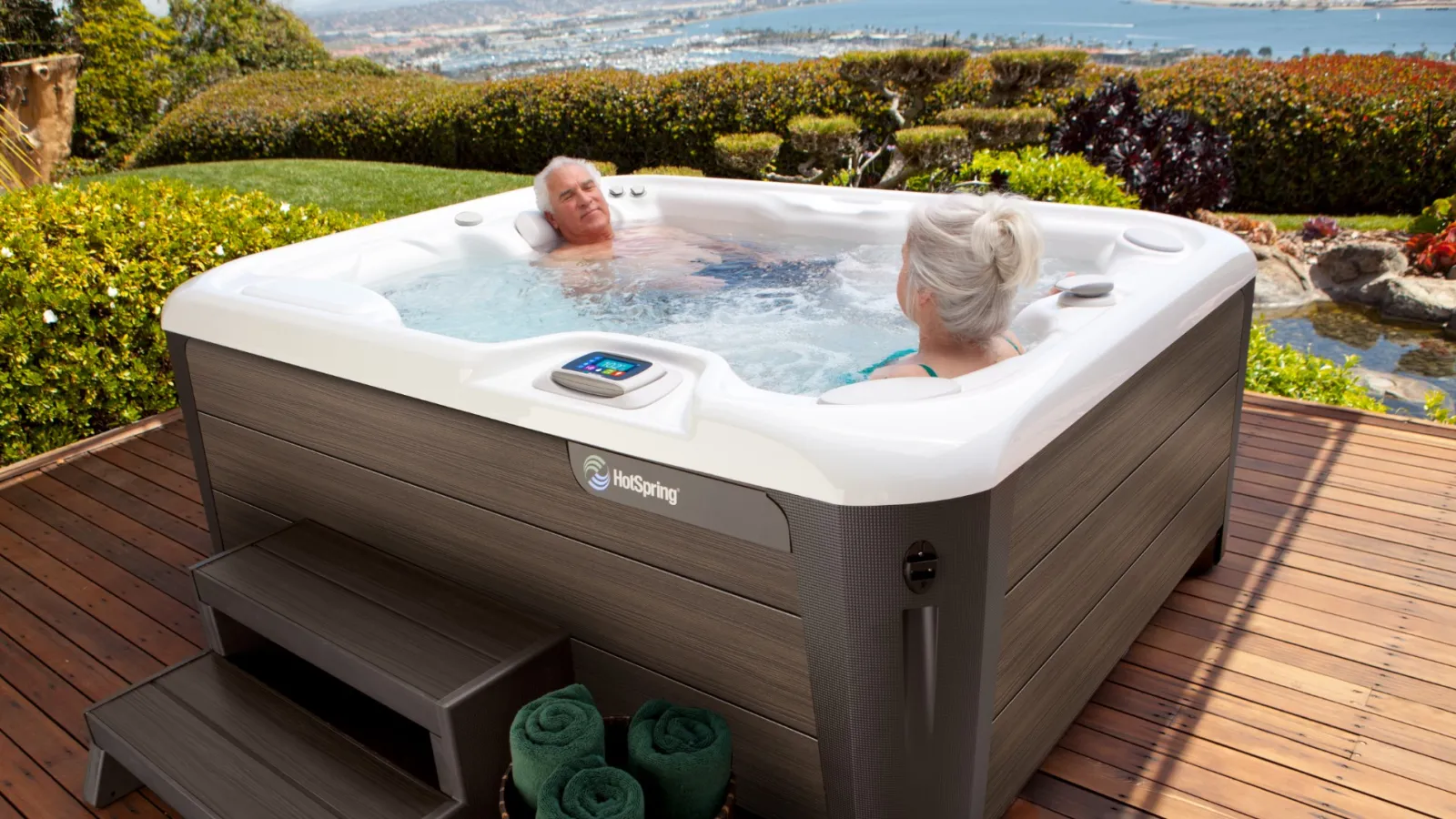 people in a hot tub