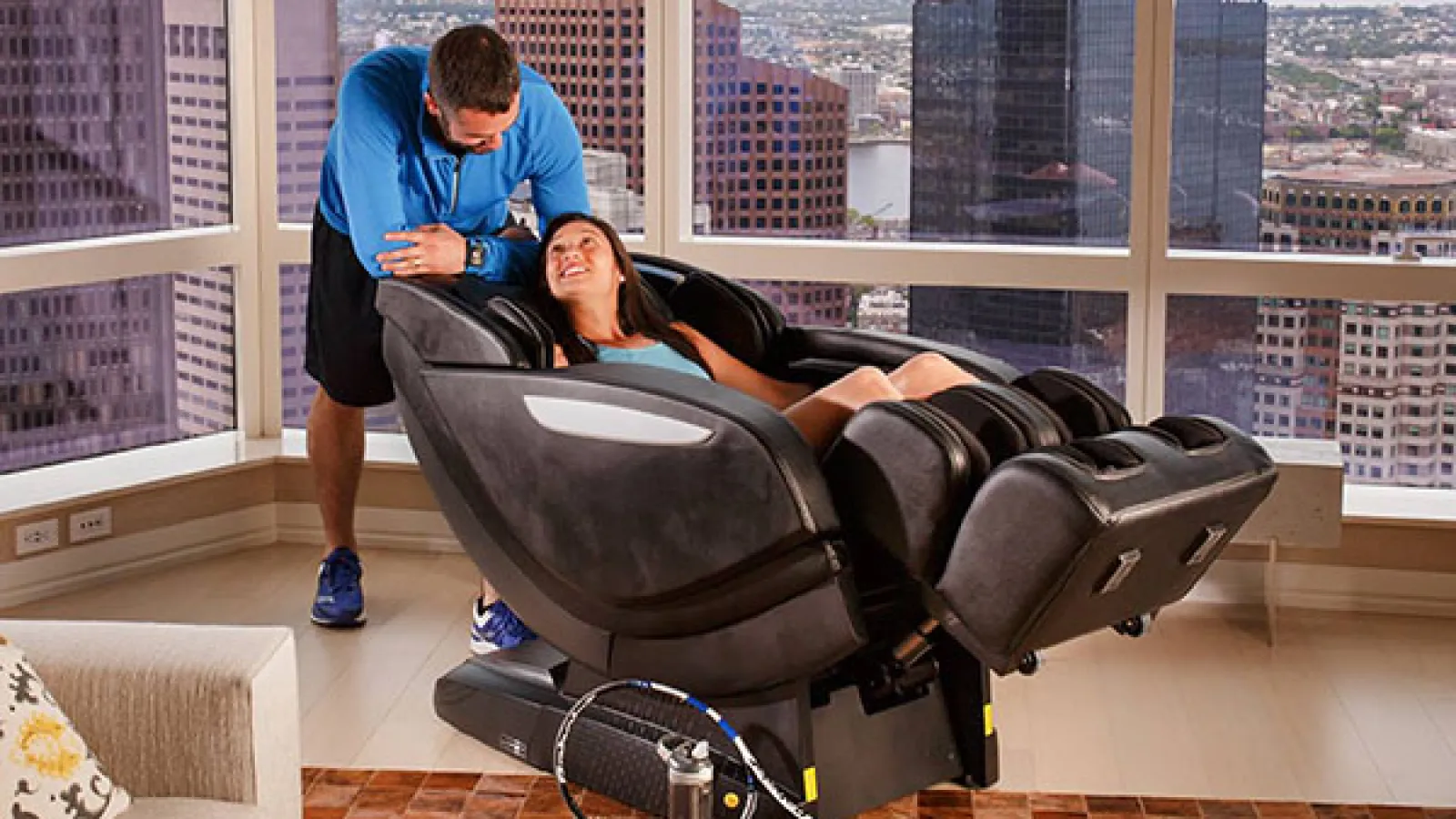 people at a massage chair