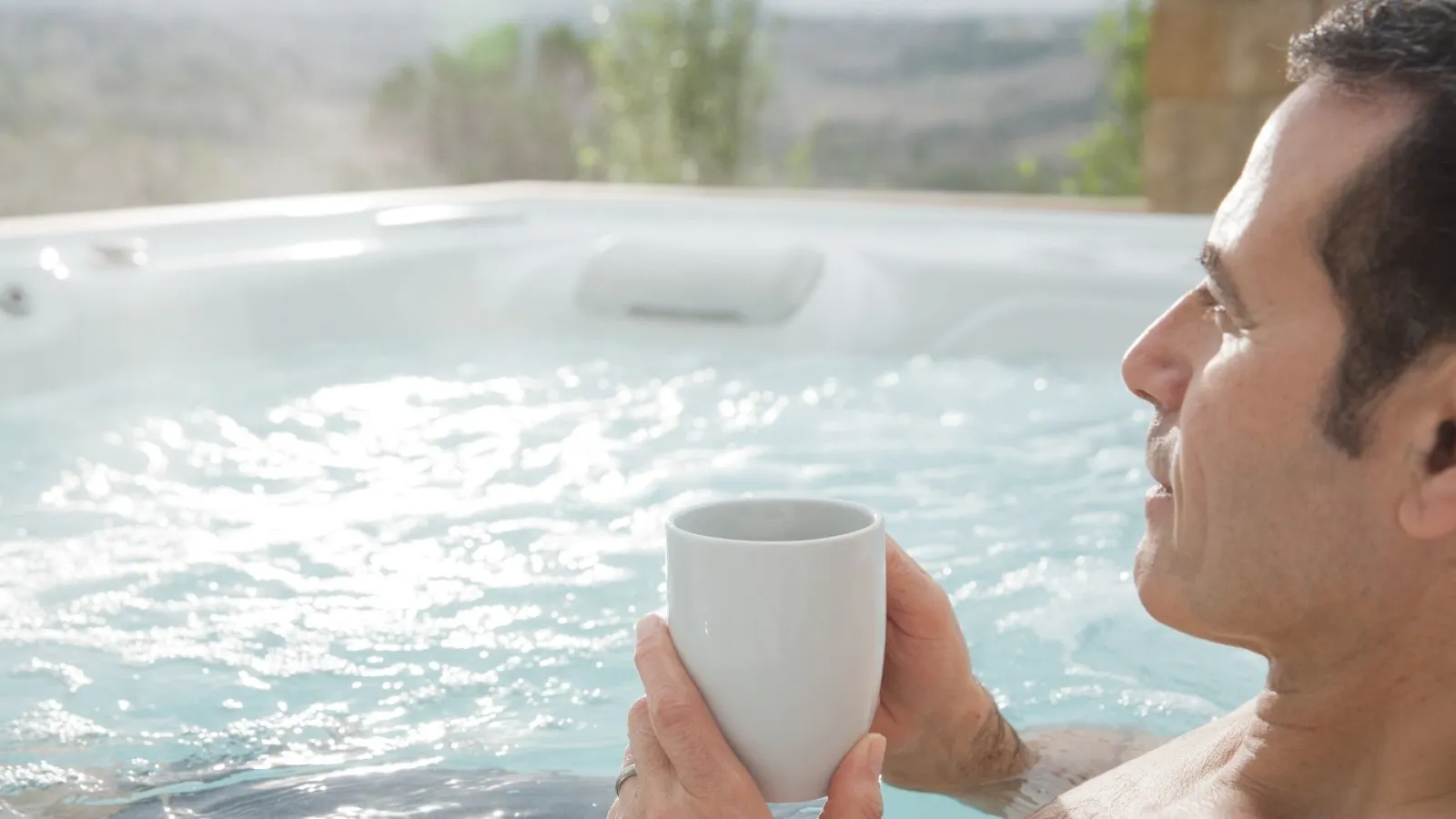 a man in a hot tub