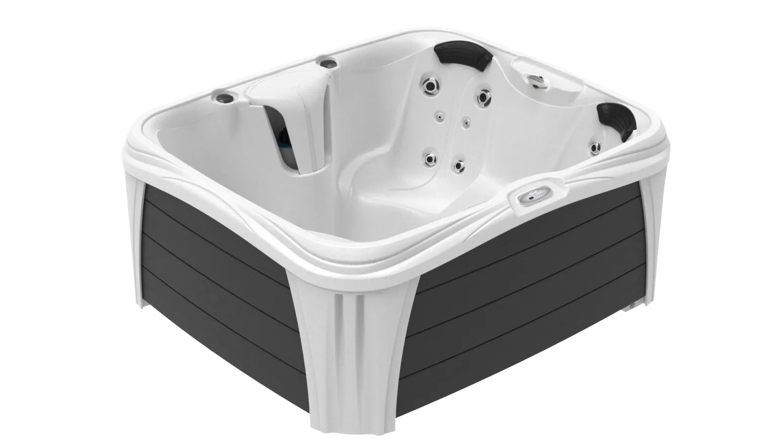 a white and gray hot tub