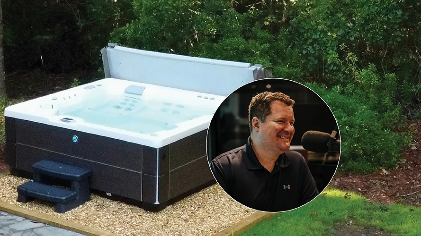 Erick Erickson and his Hot Spring Envoy hot tub backyard