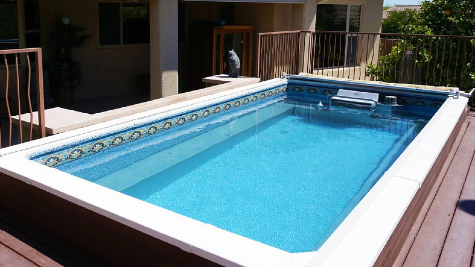 a swimming pool in a backyard