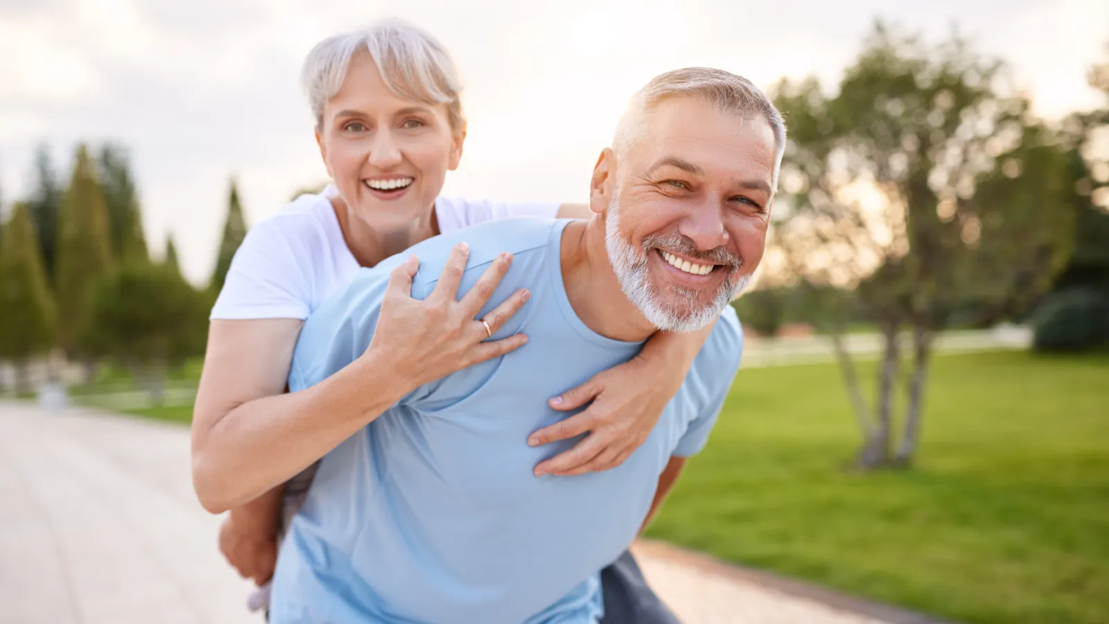 a man and woman embracing