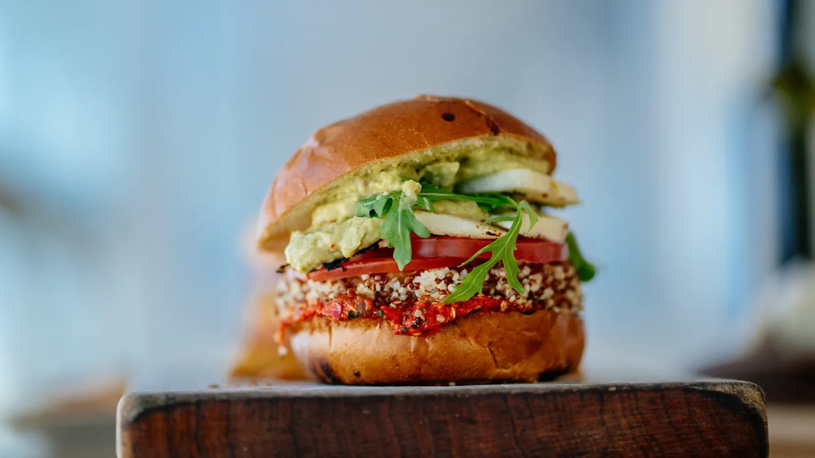 a hamburger on a table