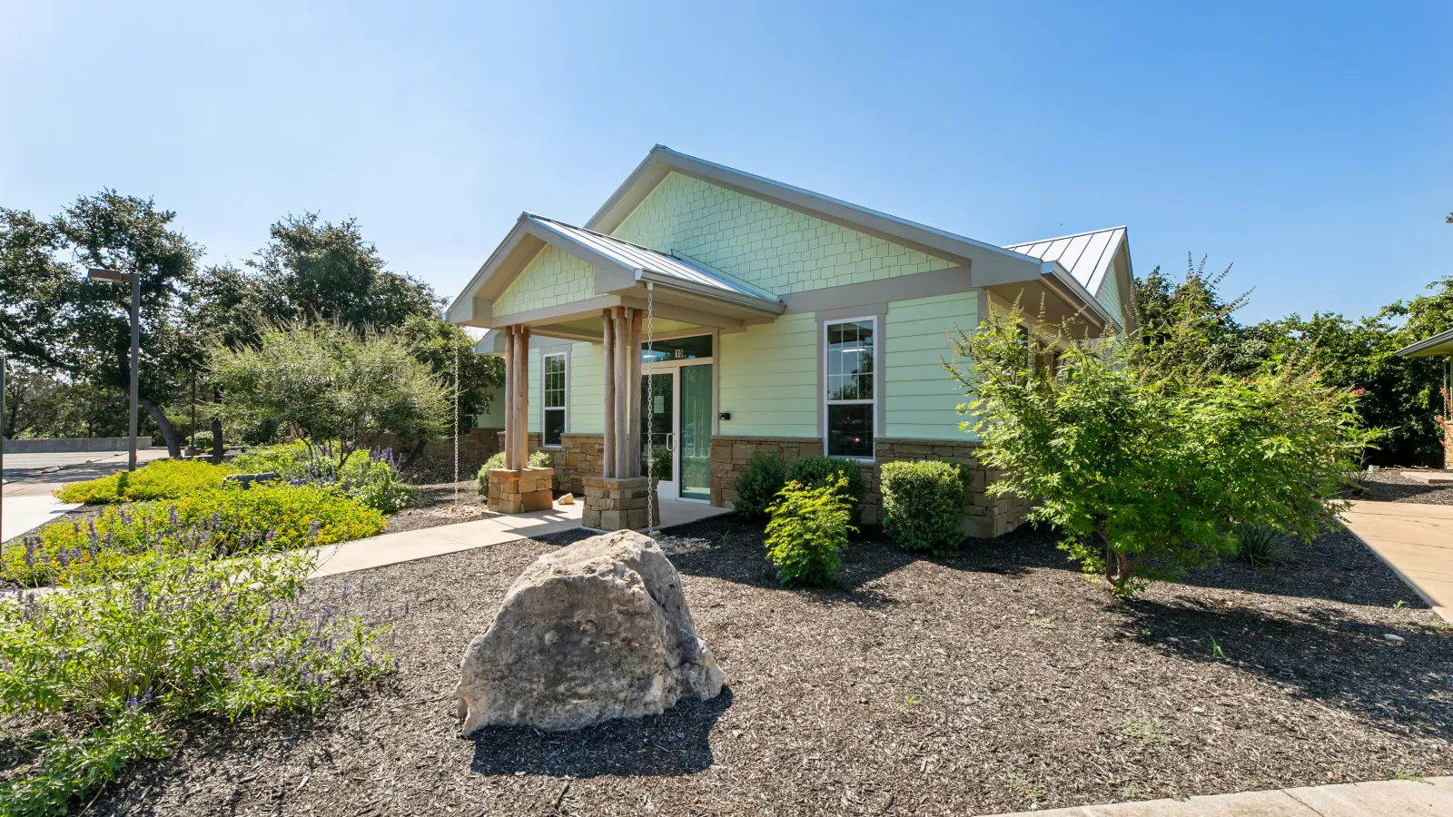 a house with a large front yard