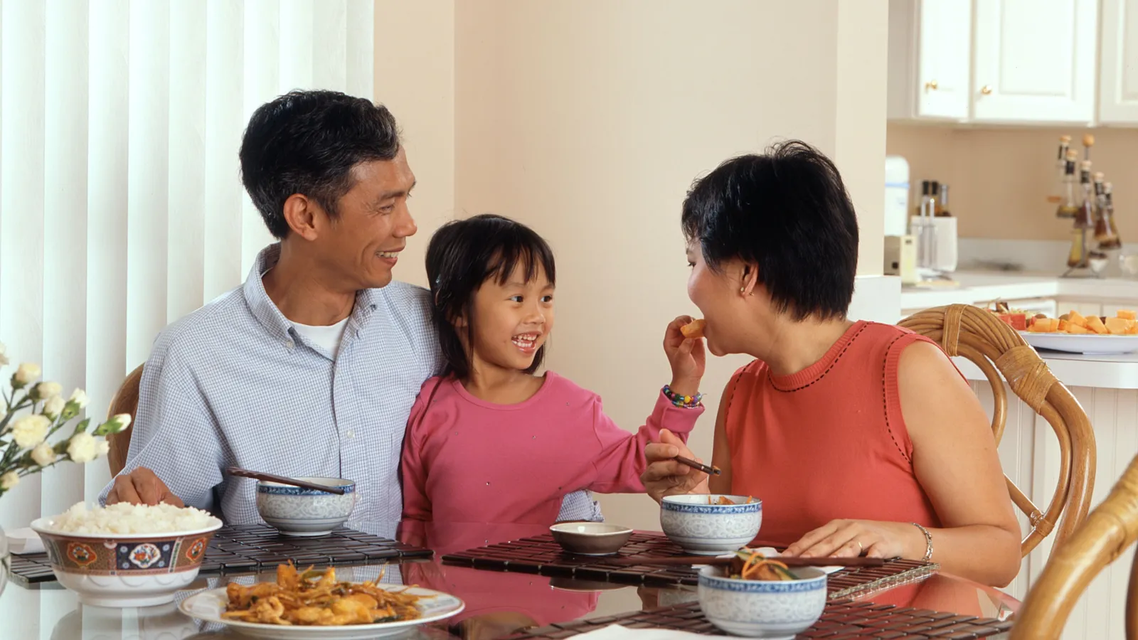 a family eating at a table